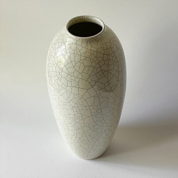 Vintage Crackle Glaze Art Ceramic Vase 10" MCM Minimalist West Coast Portugal - Picture 7 of 8